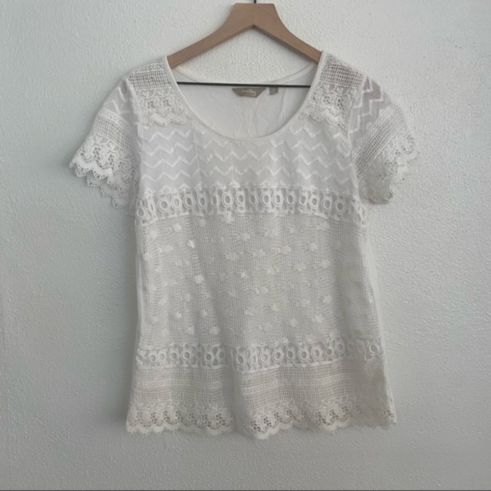 White lace front top